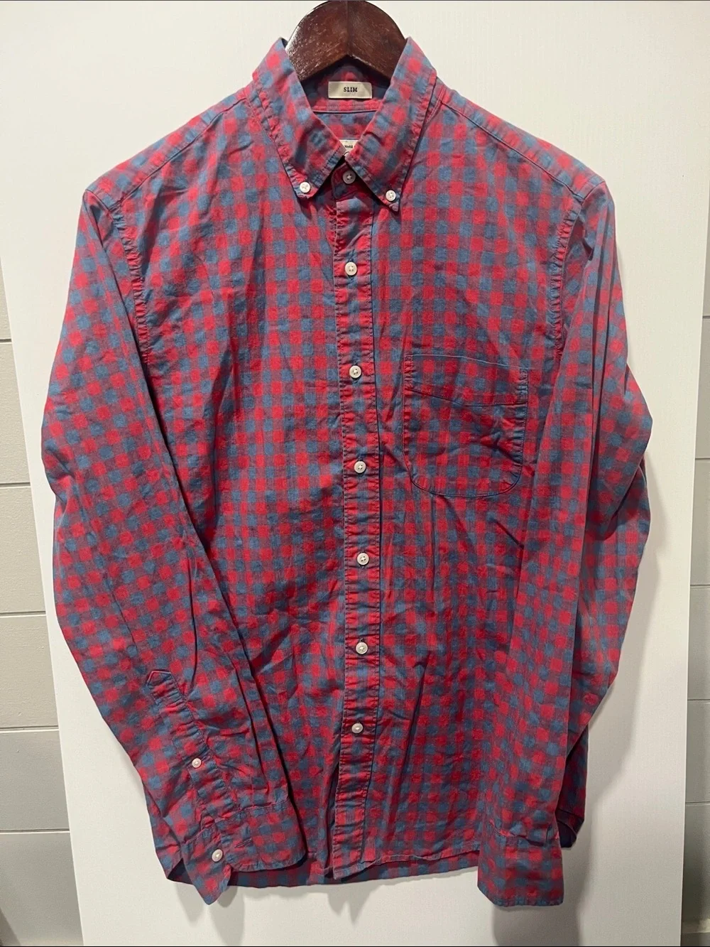J. Crew Blue and Red Check Button-Down Shirt